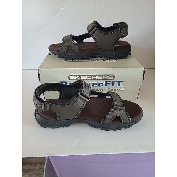 Skechers Mens SZ 11 Garver Louden Brown Outdoor Sandals Adjustable Relaxed Fit - Picture 3 of 10